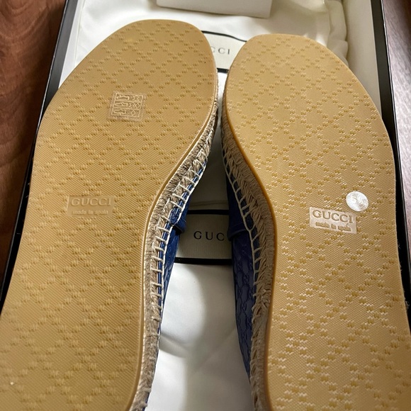 GUCCI Blue Microguccissima Leather Espadrilles, worn literally in store ONLY! - Picture 2 of 5